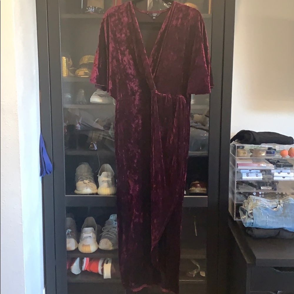 Berry colored velvet dress